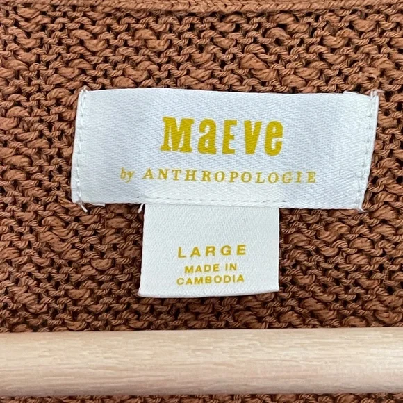 Anthropologie * Maeve V- neck Polo Pullover Sweater. Color: Honey. Size: Large - Picture 3 of 4